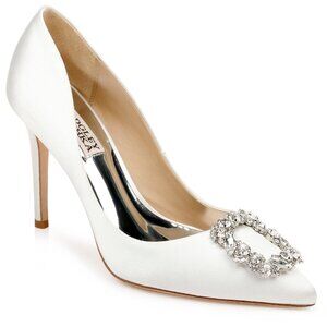 NEW Badgley Mischka White Satin Cher Pumps - Size 7